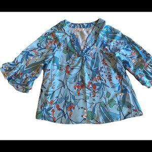 Preloved Blue Nanette Lepore Floral Blouse